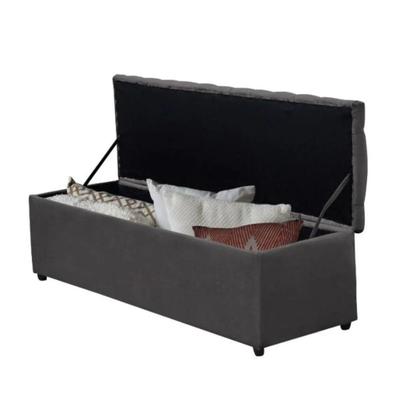 Imagem de Kit Painel Cabeceira com Bau Calçadeira Dubai 1,38m Para Cama Casal Suede Cinza - Aurora Line