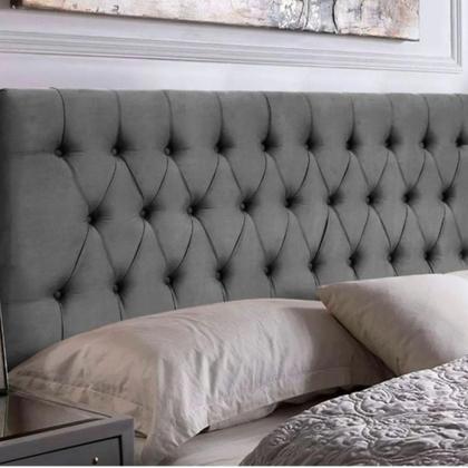 Imagem de Kit Painel Cabeceira com Bau Calçadeira Dubai 1,58m Para Cama Queen Size Suede Cinza - Aurora Line