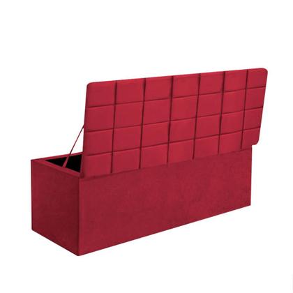 Imagem de Kit Painel Cabeceira Estofada e Calçadeira Baú Recamier Clara 100cm Solteiro Suede Vermelho - Ahz Móveis