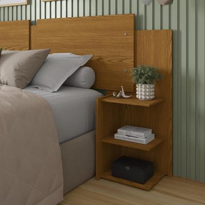 Imagem de Kit Painel de Cama Box Com 2 Mesas de Cabeceira Regulavel Casal, Queen e King Cores
