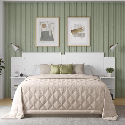Imagem de Kit Painel de Cama Box Com 2 Mesas de Cabeceira Regulavel Casal, Queen e King Cores