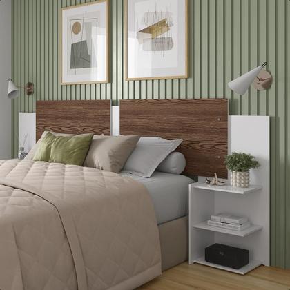 Imagem de Kit Painel de Cama Box Com 2 Mesas de Cabeceira Regulavel Casal, Queen e King Cores