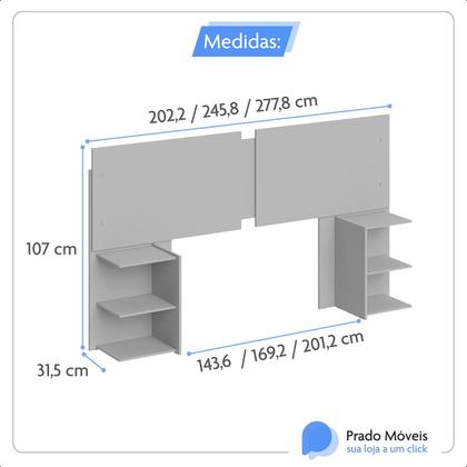 Imagem de Kit Painel de Cama Box Com 2 Mesas de Cabeceira Regulavel Casal, Queen e King Cores