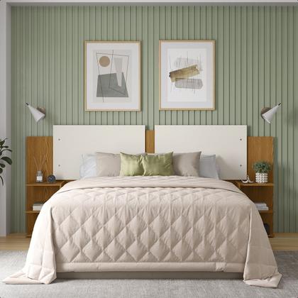 Imagem de Kit Painel de Cama Box Quarto Regulável 3 Tamanhos com 2 Mesa de Cabeceira - MJM Casa dos Móveis