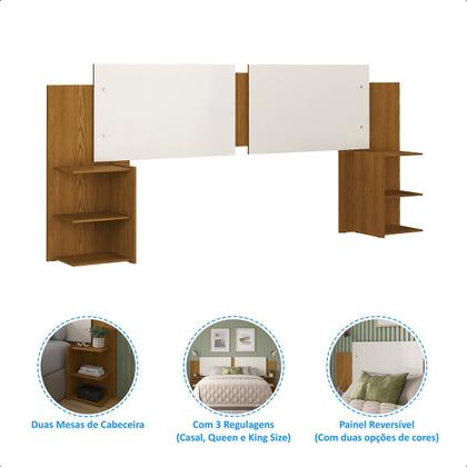 Imagem de Kit Painel de Cama Box Quarto Regulável 3 Tamanhos com 2 Mesa de Cabeceira - MJM Casa dos Móveis