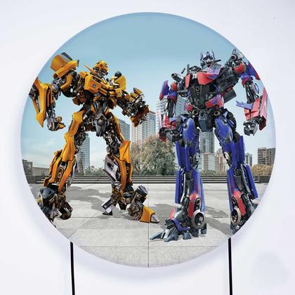 Imagem de Kit Painel de Festa Redondo de 1,50m e Trio de Cilindros Transformers - Fera Print