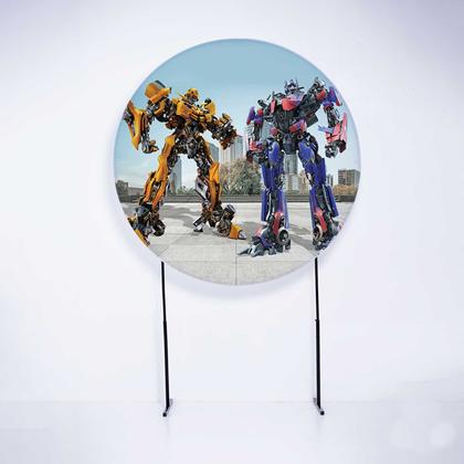 Imagem de Kit Painel de Festa Redondo de 1,50m e Trio de Cilindros Transformers - Fera Print