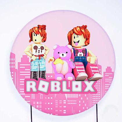 Imagem de Kit Painel de Festa Redondo e Trio de Cilindros Roblox Feminino - Fera Print