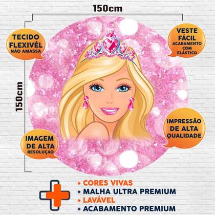 Imagem de Kit Painel de Festa Redondo Trio Cilindro - BARBIE PRINCESA