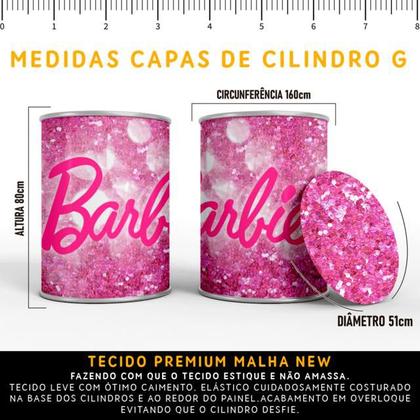 Imagem de Kit Painel de Festa Redondo Trio Cilindro - BARBIE PRINCESA