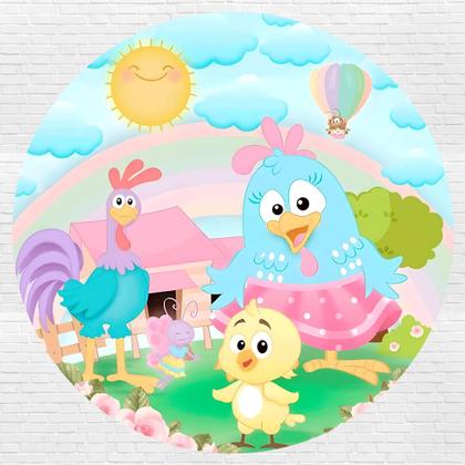 Imagem de Kit Painel de Festa Redondo Trio Cilindro - GALINHA PINTADINHA