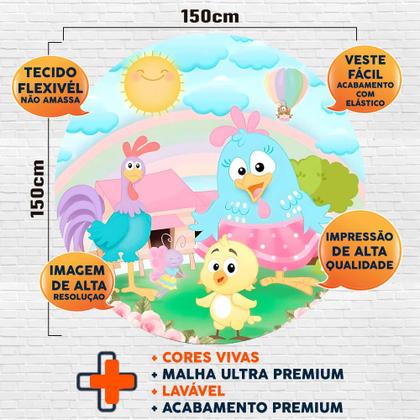 Imagem de Kit Painel de Festa Redondo Trio Cilindro - GALINHA PINTADINHA