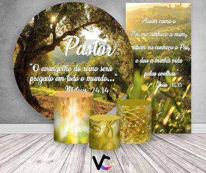 Imagem de Kit Painel De Festa + Trio Capa Cilindro + Faixa Veste Fácil - Pastor Paisagem Árvores de Oliveira 014