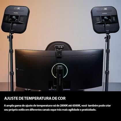 Imagem de Kit Painel Iluminador Led 35w Godox Es30 Bicolor + Base Retangular De Mesa
