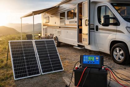 Imagem de Kit Painel Placa Energia Solar 200w Portátil Motorhome Mc4