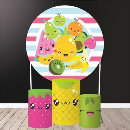 Imagem de Kit Painel Redondo + Trio Capa Cilindro Frutinhas