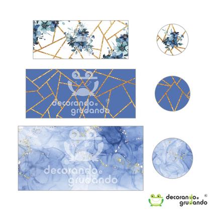 Imagem de Kit Painel Redondo + Trio Capa Cilindro Gratidão Azul