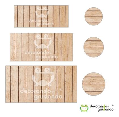 Imagem de Kit Painel Redondo + Trio Capa Cilindro Modelo Madeira