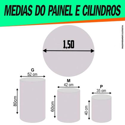 Imagem de Kit Painel Redondo + Trio Capas Cilindro Veste Fácil com Elástico Unicornio