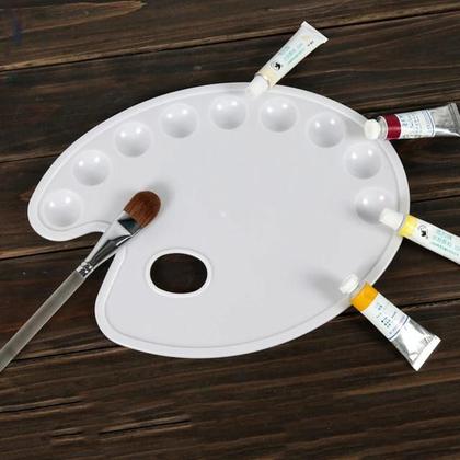 Imagem de Kit paleta de plástico 9 cavidades e 6 pincéis para pintura