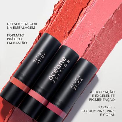 Imagem de Kit Paleta de Sombras + Blush em Bastão Rosa Claro + Iluminador em Bastão + Batom Nude Semi-Matte Océane Edition (4 Produtos)