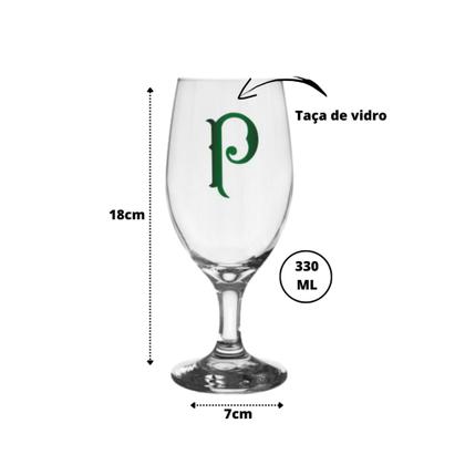 Imagem de Kit palmeiras taça de cerveja + bbq faca e garfo churrasco presente