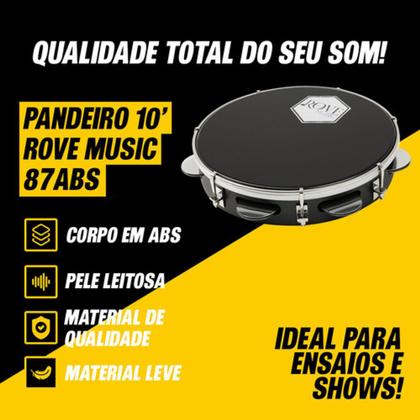Imagem de Kit Pandeiro 10" Rove Music 87abs Bk Preto/pele Preta
