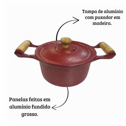 Imagem de Kit Panela Alumínio Fundido 05 Peça Com Tampa Leve Super Resistente