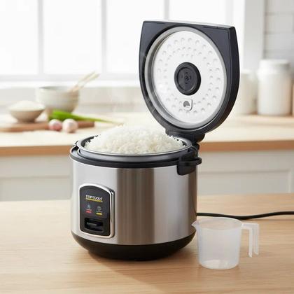 Imagem de Kit Panela Arroz Eletrica Cozimento Rapido Preta Medidor Colher Vapor Prepara RefeiçãoSaudável