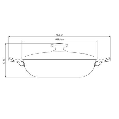 Imagem de KIT - Panela Wok Alumínio 28Cm + 1 Faqueiro Vermelho 30pç + 1 Faqueiro Inox 24pç - Tramontina