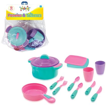 Imagem de Kit panelas e talhares rosa e roxo solapa - maral 1025