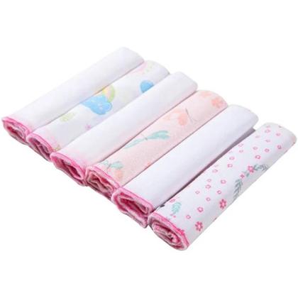 Imagem de KIT PANINHO DE BOCA BEBÊ COM 6 UND 100% ALGODÃO 30x30cm PREMIUM 100% ALGODÃO BABETE