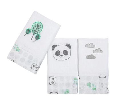 Imagem de Kit Paninho De Boca Bordado Com 3 Pçs Panda Papi