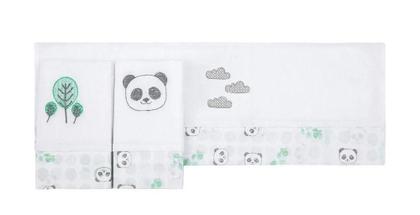 Imagem de Kit Paninho De Boca Bordado Com 3 Pçs Panda Papi