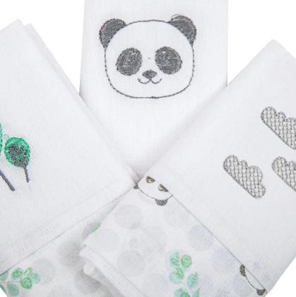 Imagem de Kit Paninho De Boca Bordado Com 3 Pçs Panda Papi