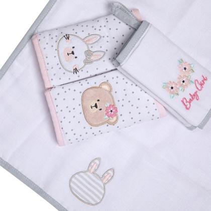 Imagem de Kit Paninho De Boca Com Prendedor De Chupeta Coelha Papi