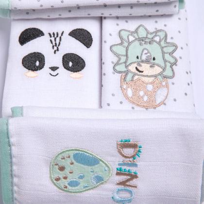 Imagem de Kit Paninho De Boca Com Prendedor De Chupeta Panda Papi