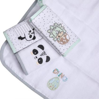 Imagem de Kit Paninho De Boca Com Prendedor De Chupeta Panda Papi