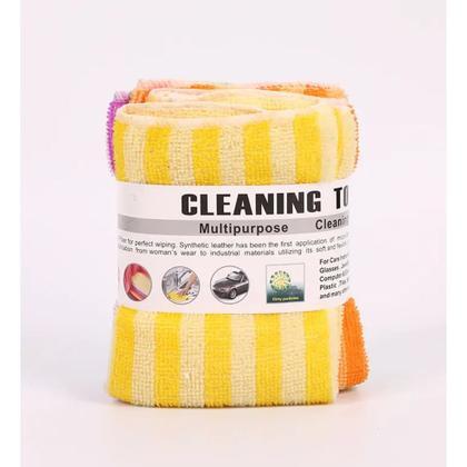 Imagem de Kit Pano De Limpeza Flanela Microfibra Alta Absorção Multiuso 30x30cm Modelo Grande