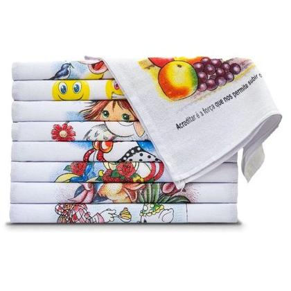 Imagem de kit Pano de prato de cozinha estampado com bainha 100% algodão peças variadas