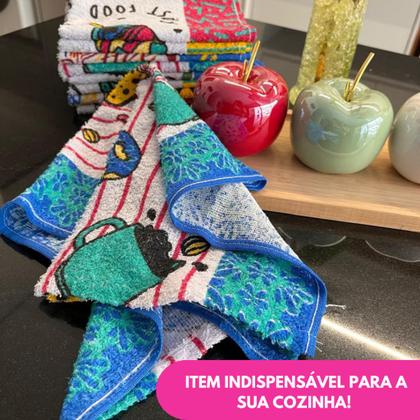 Imagem de Kit Pano De Prato Guardanapo Copa Cozinha Secar Louça Atoalhado Felpudo Premium 40x60 Estampado