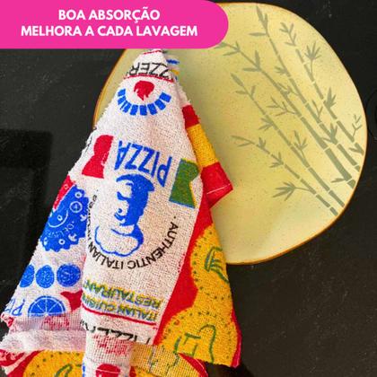 Imagem de Kit Pano De Prato Guardanapo Copa Cozinha Secar Louça Atoalhado Felpudo Premium 40x60 Estampado
