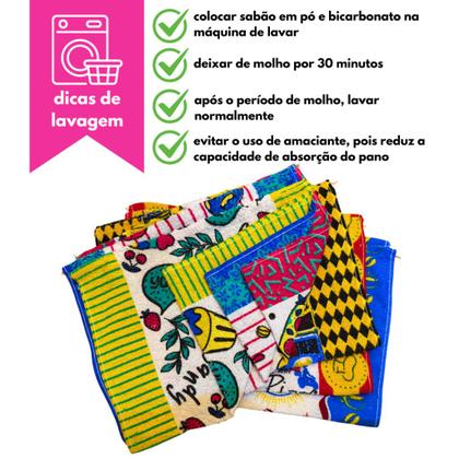 Imagem de Kit Pano De Prato Guardanapo Copa Cozinha Secar Louça Atoalhado Felpudo Premium 40x60 Estampado