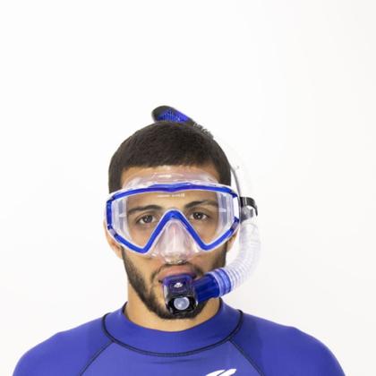 Imagem de Kit Panorâmico Dry + Nadadeira Ajustável Dive Motion Azul/Transp