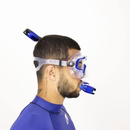 Imagem de Kit Panorâmico Dry + Nadadeira Ajustável Dive Motion Azul/Transp