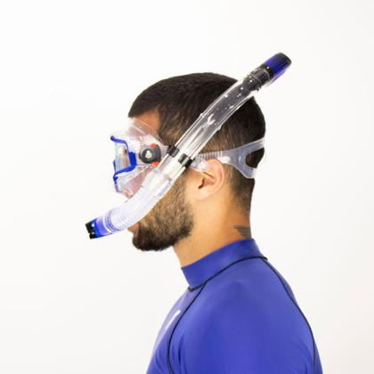 Imagem de Kit Panorâmico Dry + Nadadeira Ajustável Dive Motion Azul/Transp