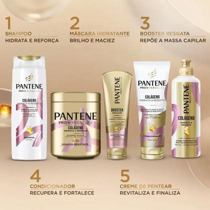 Imagem de Kit Pantene Colágeno Shampoo 300ml + Condicionador 150ml + Creme Para Pentear 240g