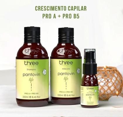 Imagem de Kit Pantovin Life + Leave-In 48H + Máscara Teia 500g Three Therapy