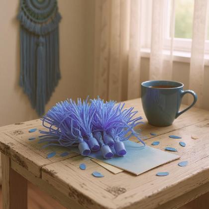 Imagem de Kit Papel Seda para Balas com 2 Franjas Azul Kit 48 unidades