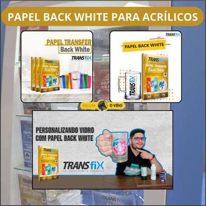 Imagem de Kit Papel Transfer Back White para Acrílicos 90GR 50 folhas + Primer promotor de Aderência para Plástico TF200 150ML